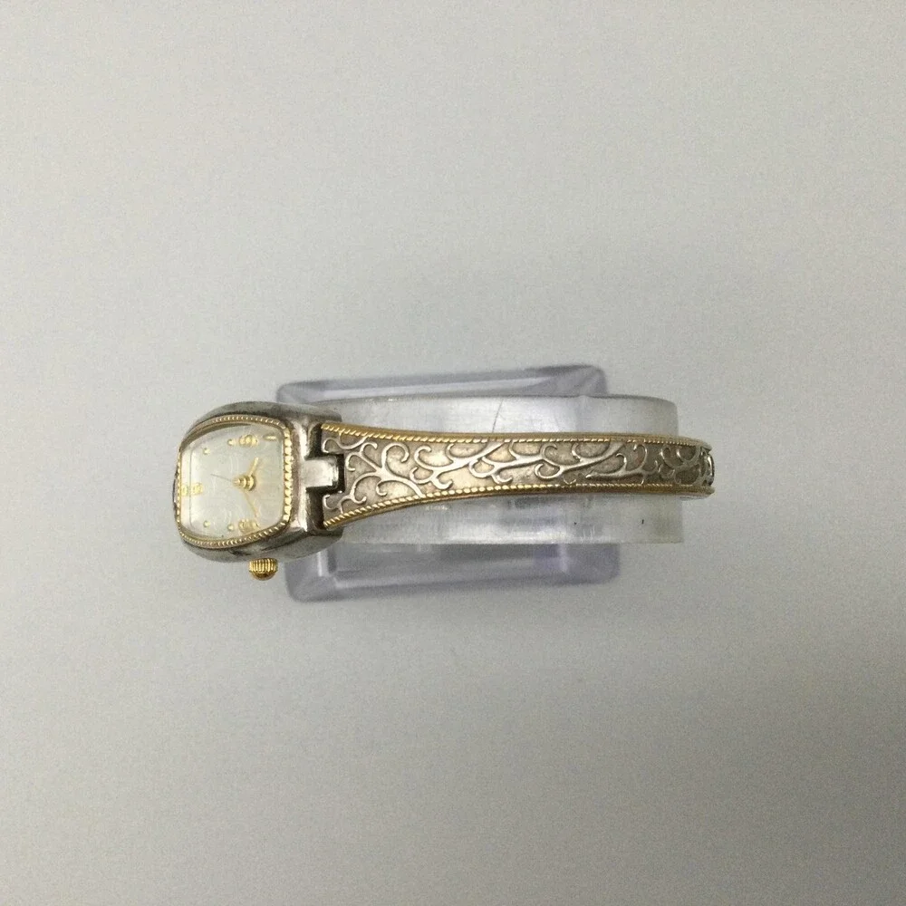 Anne Klein Womens Watch 17mm White Dial Two Tone Bangle New Battery 6.75